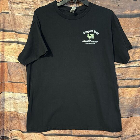 Boxcar Farms Portales NM L T-Shirt Peace Love Zia Sun  Farm Flag Double Sided - Picture 2 of 8